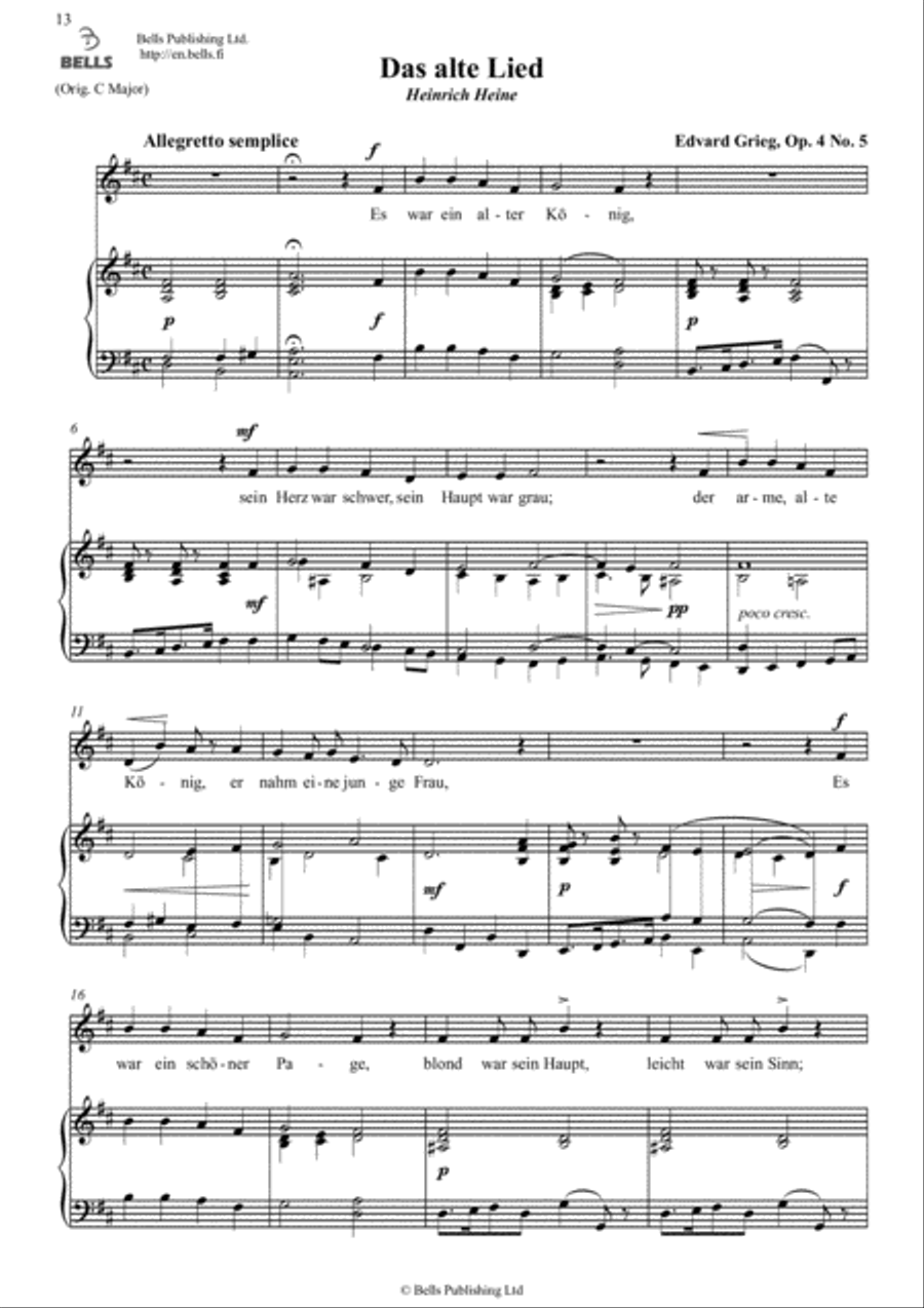 Das alte Lied, Op. 4 No. 5 (D Major) Voice Solo scores gallery preview page 1