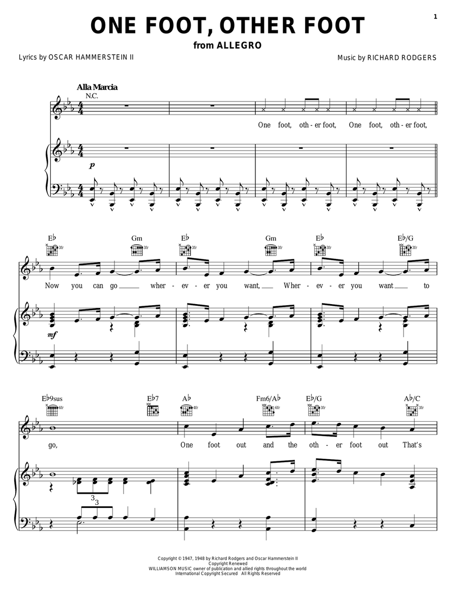 One Foot, Other Foot Piano, Vocal, Guitar scores gallery preview page 1