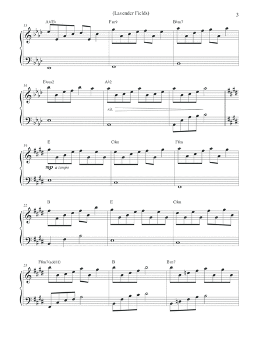 Lavender Fields (Beautiful & Relaxing Piano) Piano Solo scores gallery preview page 3