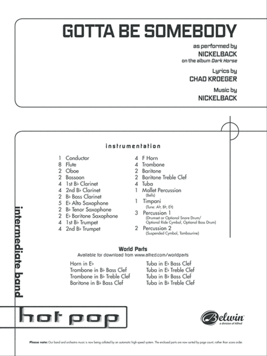 Gotta Be Somebody: Score Concert Band scores gallery preview page 1