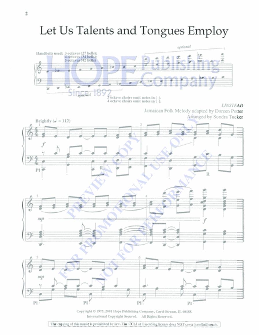 Let Us Talents and Tongues Employ 5-Octaves scores gallery preview page 2