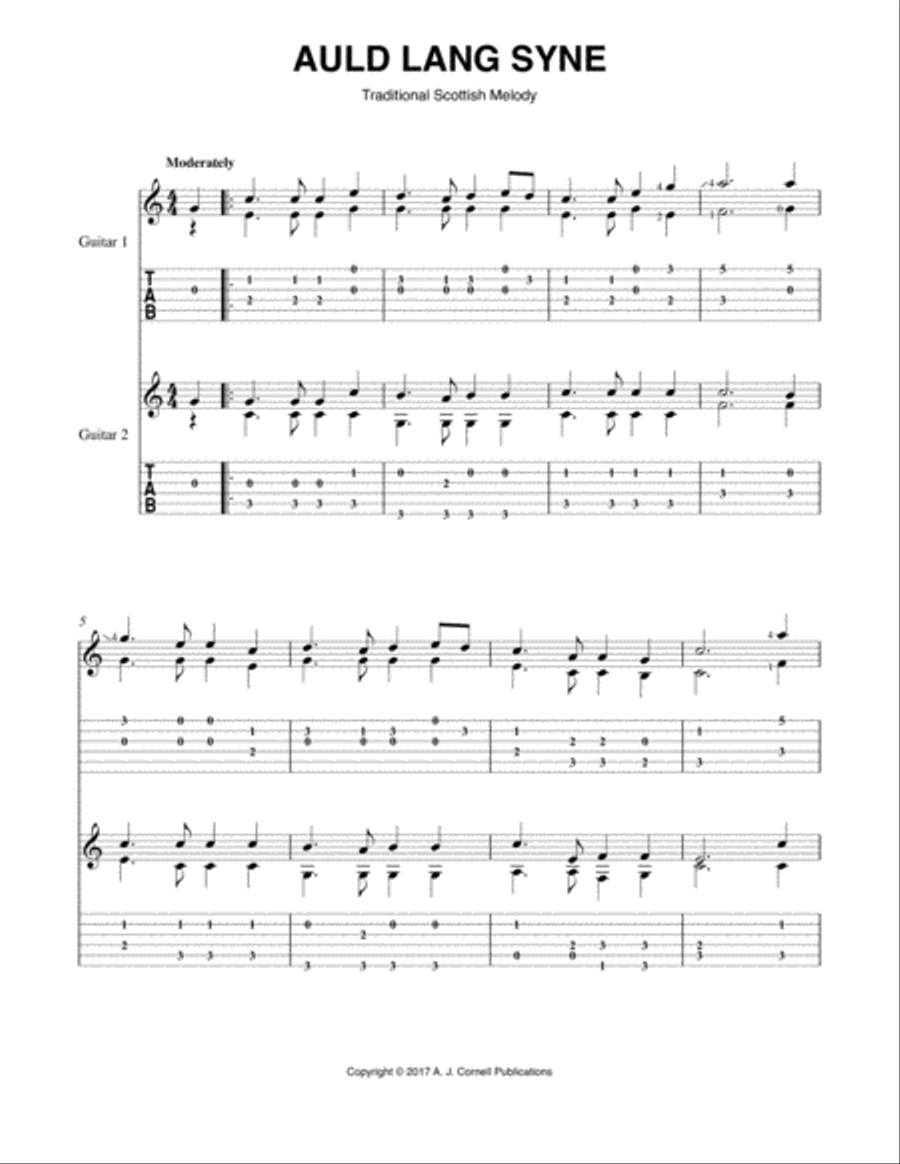 Auld Lang Syne Auld Lang Syne Acoustic Guitar scores gallery preview page 1