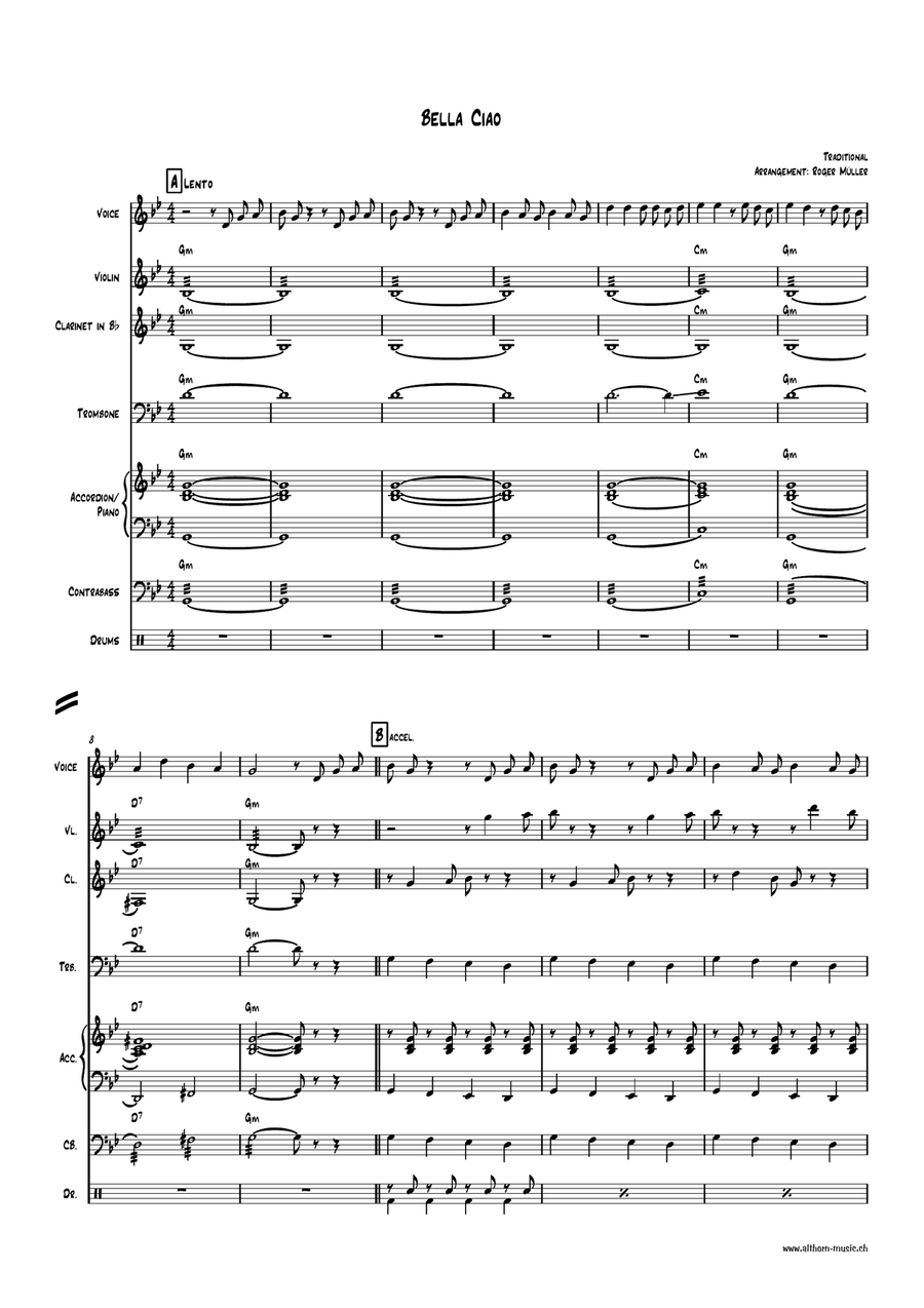 Bella Ciao Large Ensemble scores gallery preview page 1
