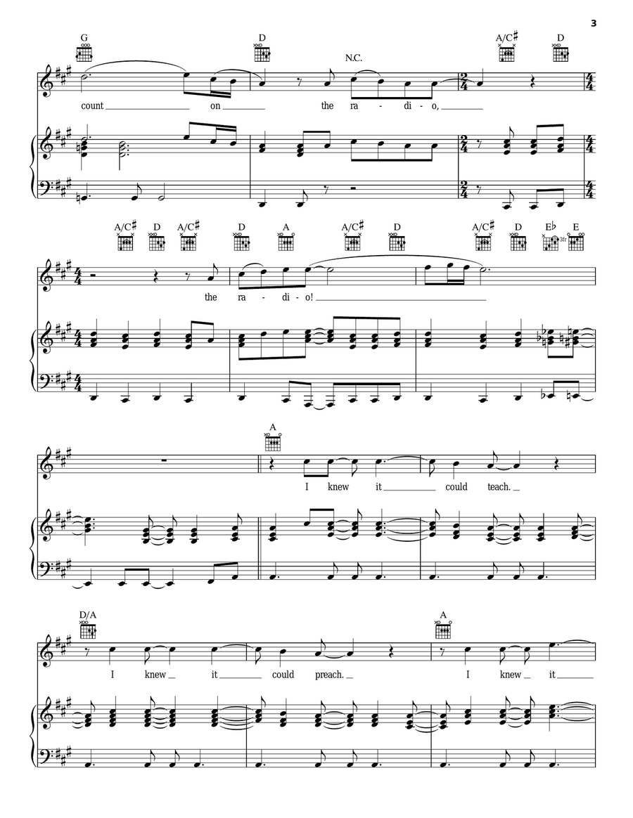 Radio Radio Guitar scores gallery preview page 3