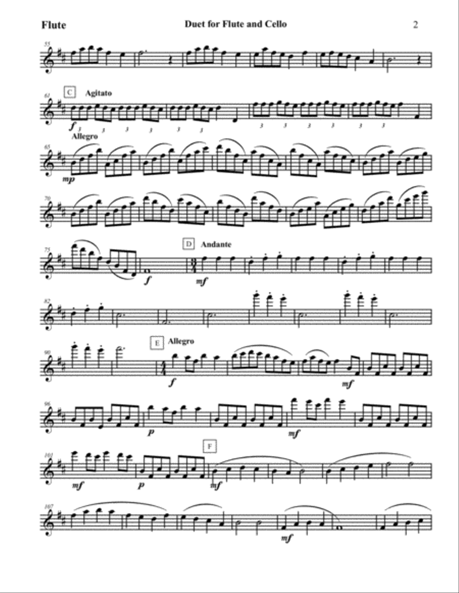 Duet Op. 17D for Flute and Cello Flute scores gallery preview page 3