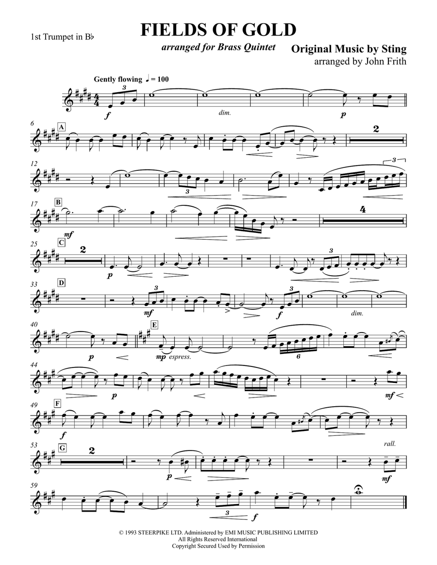 Fields Of Gold Brass Quintet scores gallery preview page 4