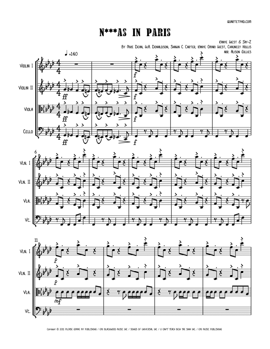 Nu** As In Paris String Quartet scores gallery preview page 1