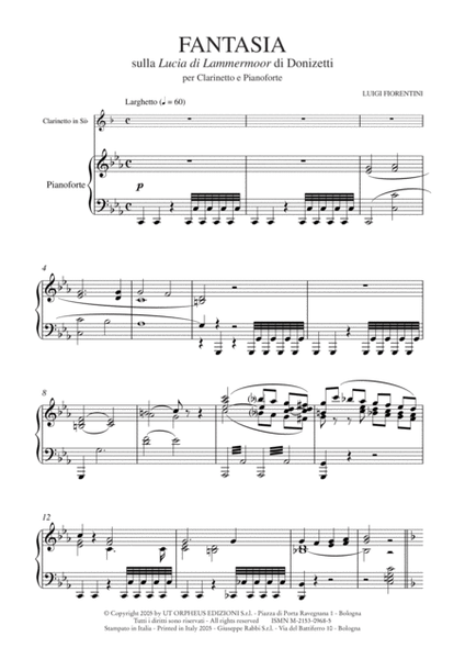 Fantasia on Donizetti’s “Lucia di Lammermoor for Clarinet and Piano