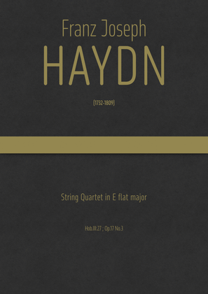 Book cover for Haydn - String Quartet in E flat major, Hob.III:27 ; Op.17 No.3