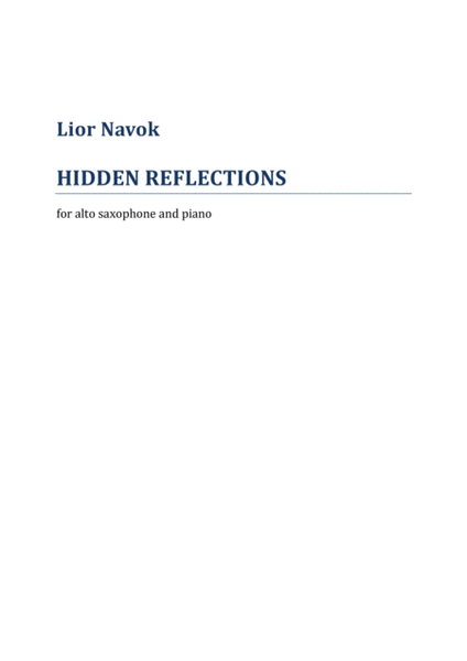 "Hidden Reflections" - for Alto Saxophone and Piano [Performance Score and Part] image number null