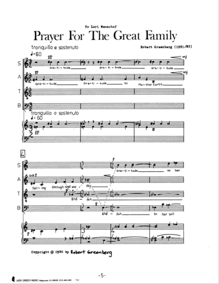 Prayer for the Great Family for mixed chorus 4-Part scores gallery preview page 5