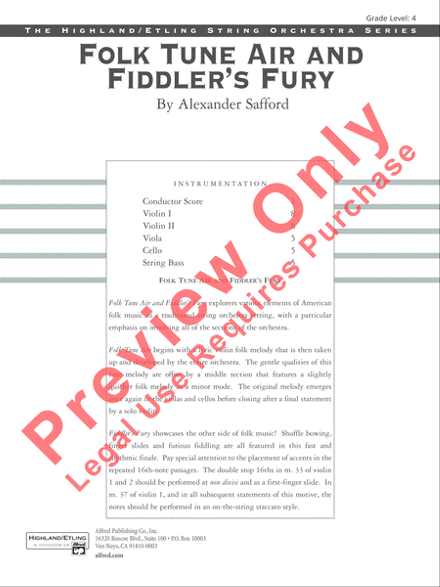 Folk Tune Air and Fiddler's Fury String Orchestra scores gallery preview page 2
