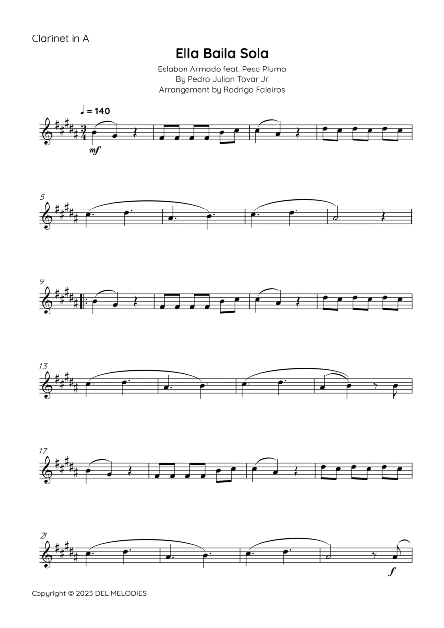 Ella Baila Sola Ella Baila Sola A Clarinet scores gallery preview page 1
