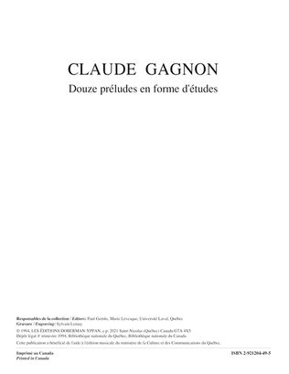 Book cover for Douze preludes en forme d'etudes