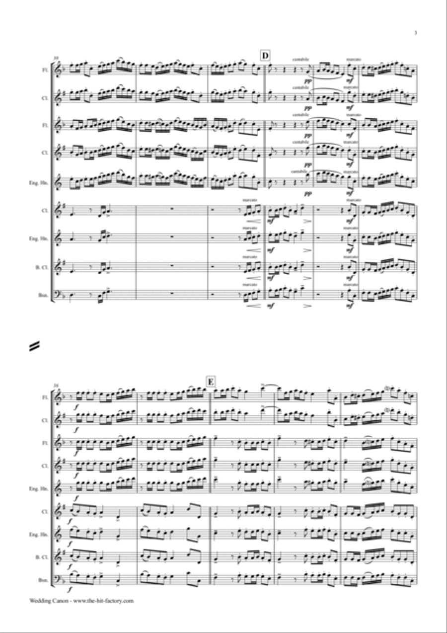 Wedding Canon - Festive Concert Piece - Wind Trio Woodwind Quintet scores gallery preview page 3