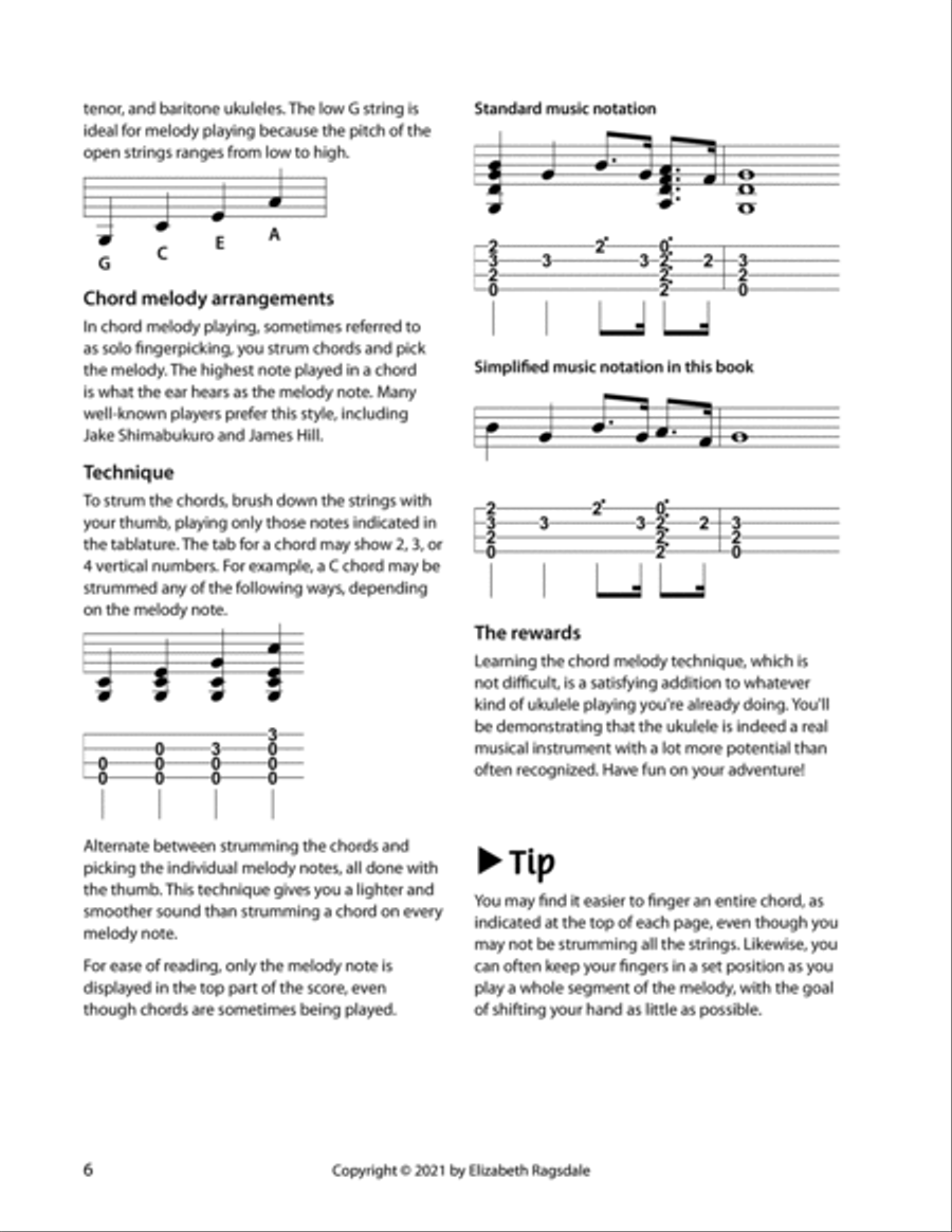 Ukulele Chord Melody Book for Low G String Tuning Ukulele scores gallery preview page 6