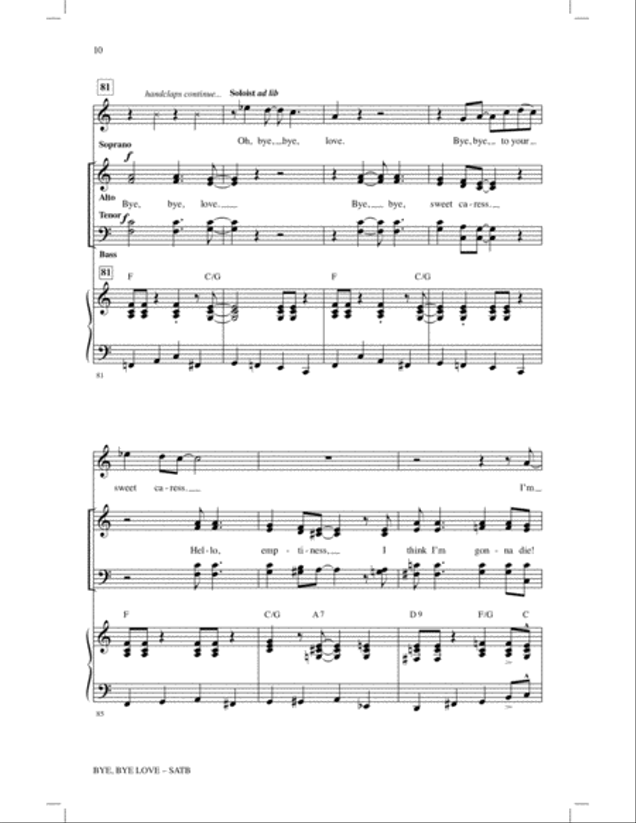 Bye Bye Love 4-Part scores gallery preview page 9