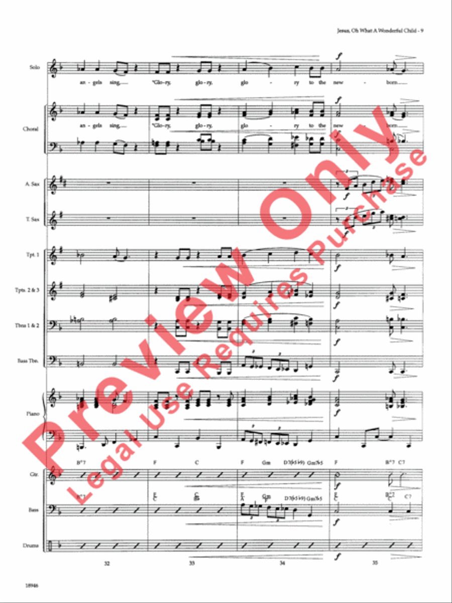 Jesus, Oh What a Wonderful Child Choir scores gallery preview page 10