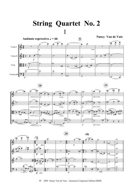 [Van de Vate] String Quartet No. 2