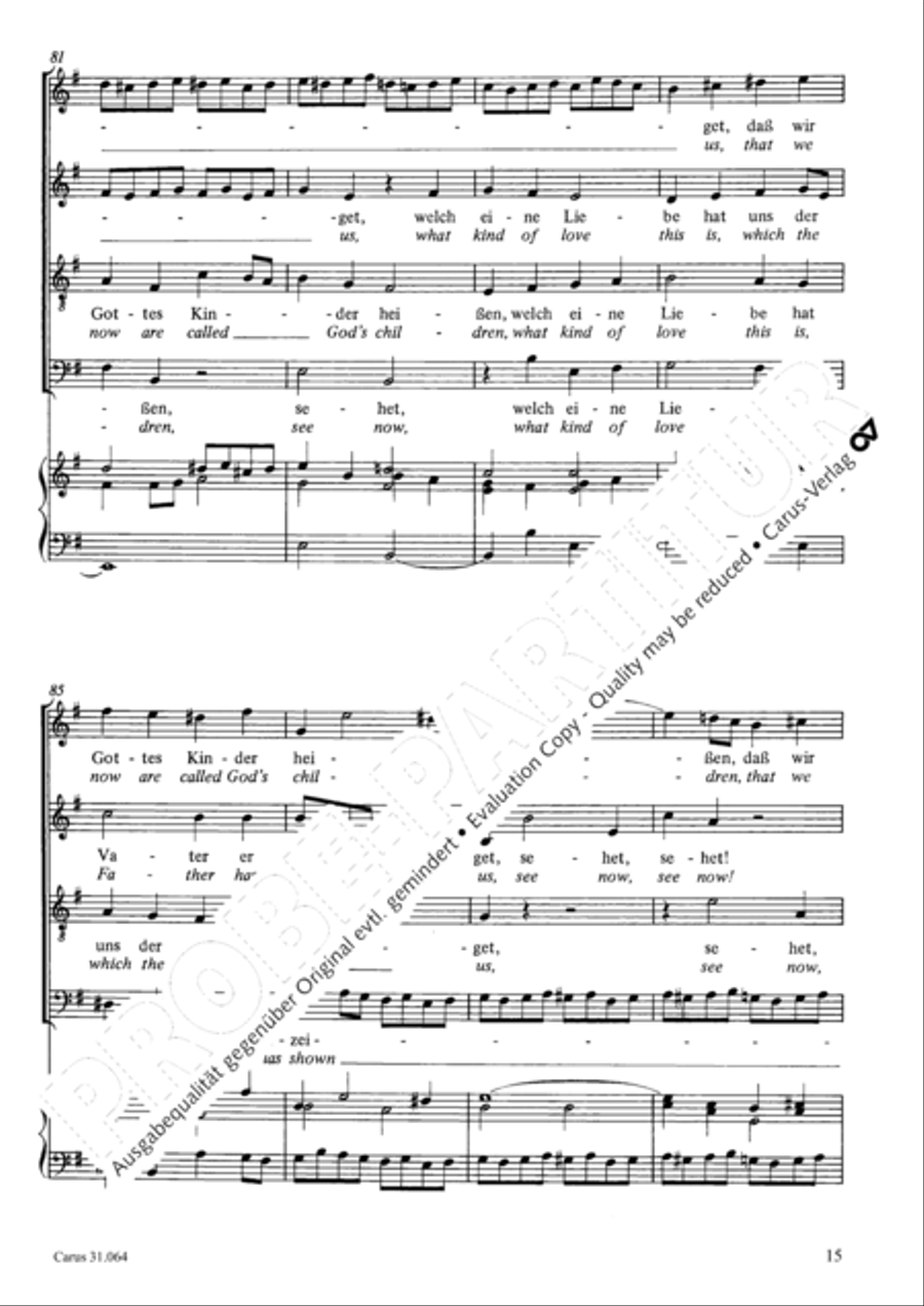 See now, what kind of love (Sehet, welch eine Liebe hat uns der Vater erzeiget) 4-Part scores gallery preview page 16