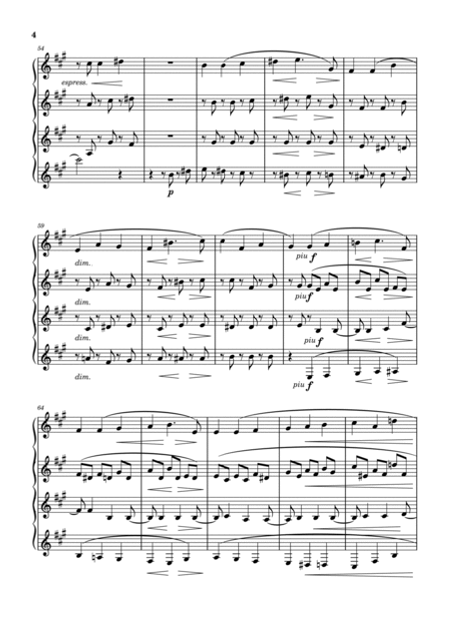 R.Schumann: Quartet Op.41 No.3 for 3 Clarinets and Bass Clarinet Clarinet Quartet scores gallery preview page 4