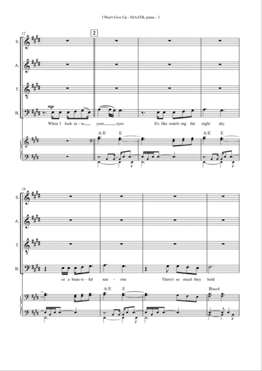 I Won't Give Up 4-Part scores gallery preview page 3