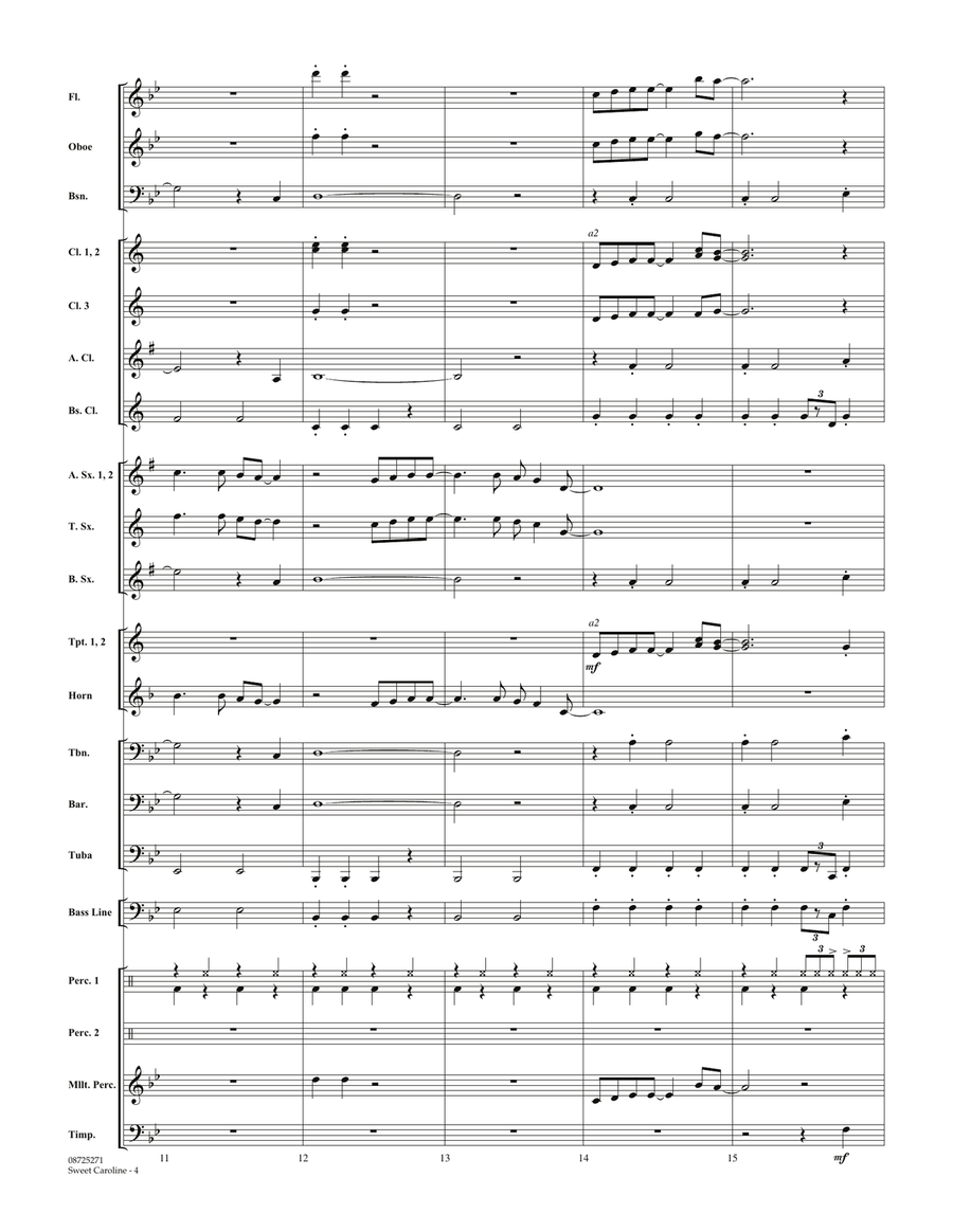 Sweet Caroline - Conductor Score (Full Score) Concert Band scores gallery preview page 4