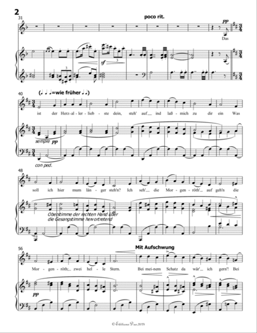 Wo die schönen Trompeten blasen, by Mahler, in d minor Piano, Vocal scores gallery preview page 4
