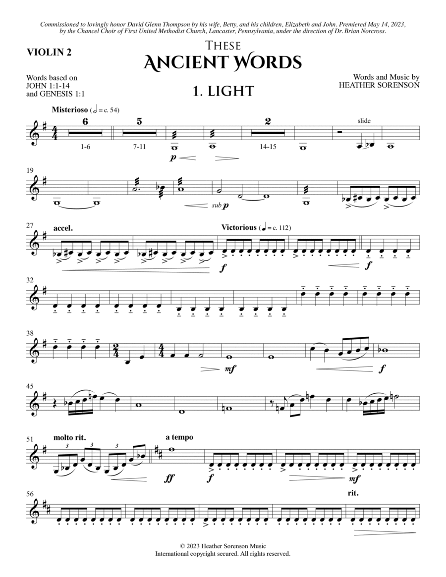 These Ancient Words - Violin 2 Choir scores gallery preview page 1
