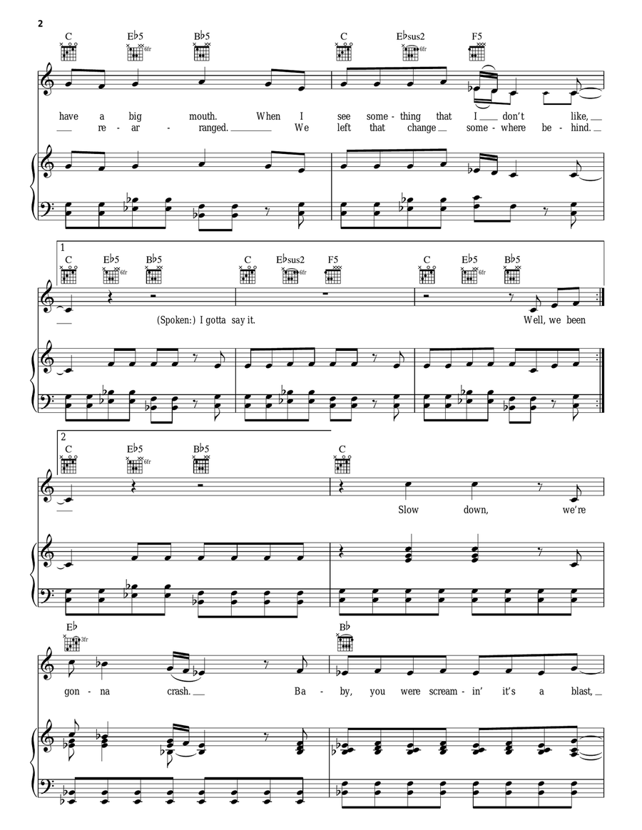 Real Gone (from Cars) Piano, Vocal, Guitar scores gallery preview page 2