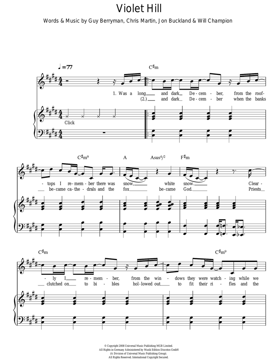 Violet Hill Acoustic Guitar scores gallery preview page 1