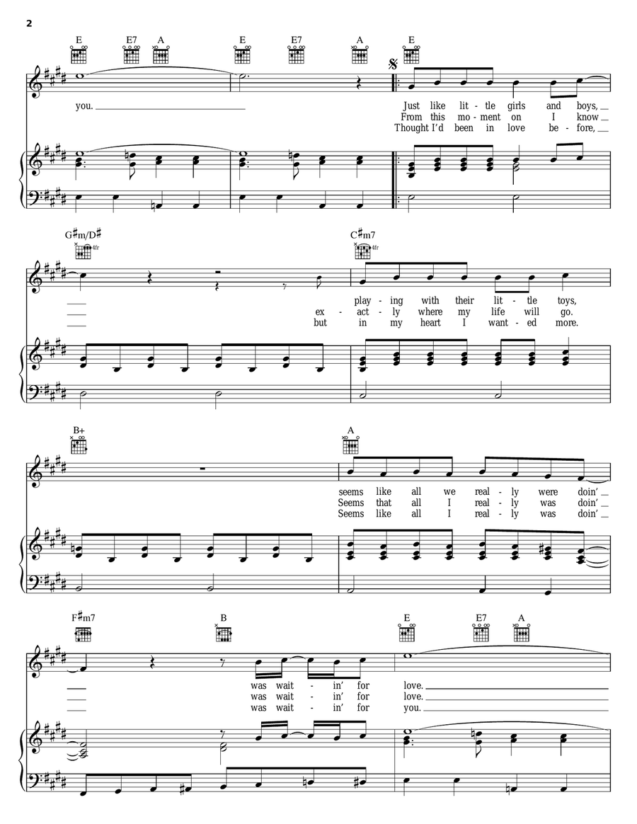 Real Love Piano, Vocal, Guitar scores gallery preview page 2