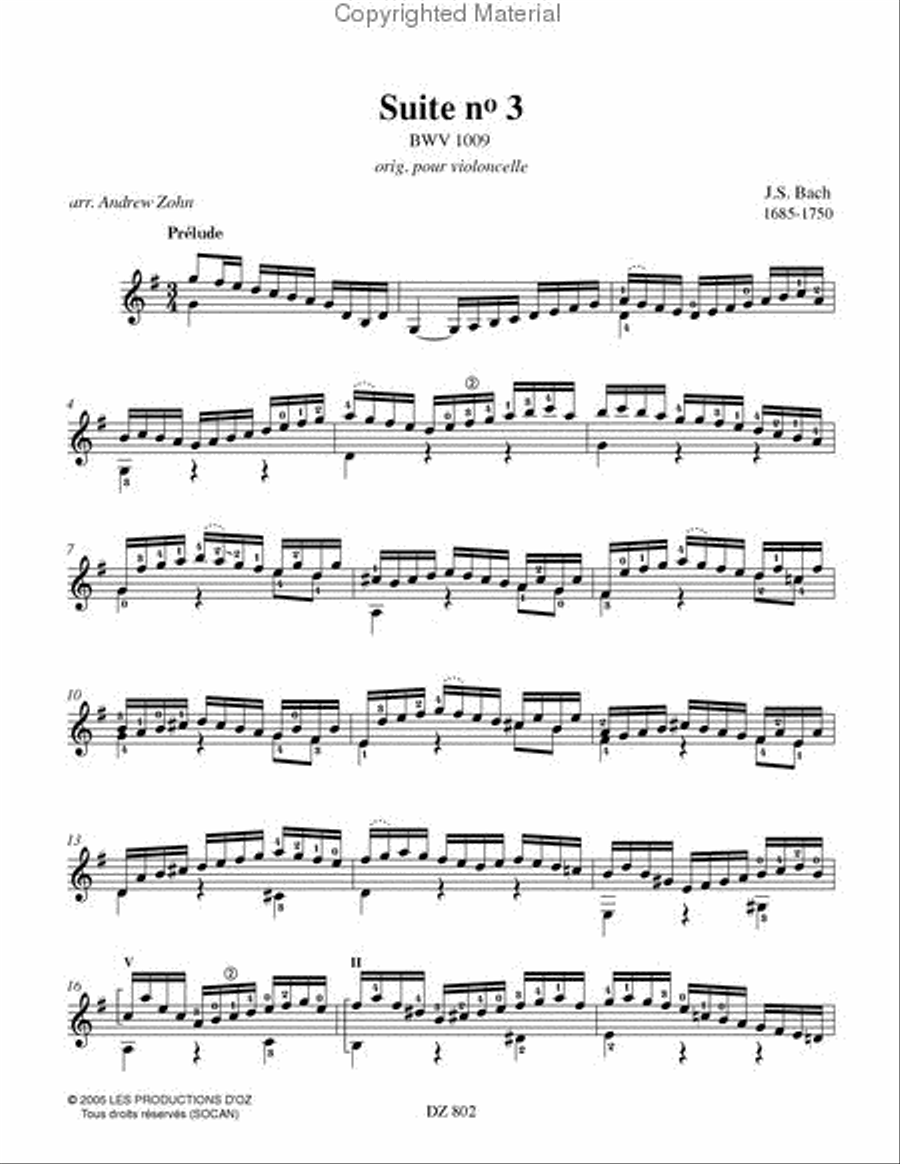 Suite no 3, BWV 1009 Classical Guitar scores gallery preview page 2