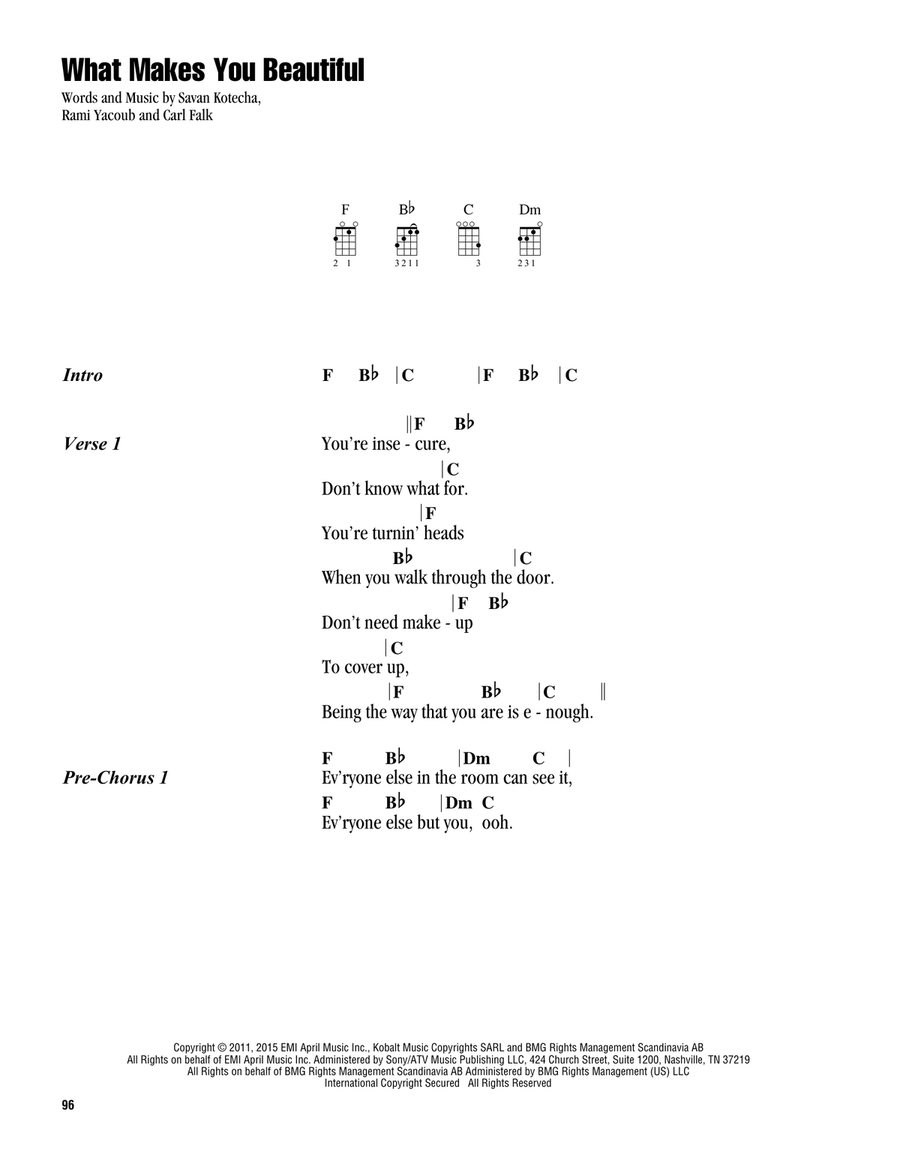 What Makes You Beautiful Ukulele scores gallery preview page 1