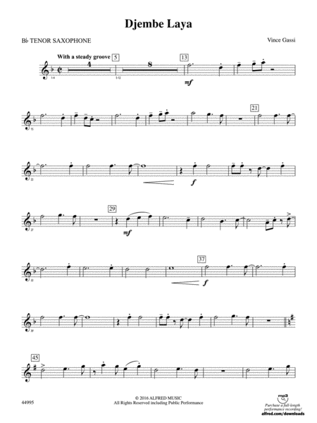 Djembe Laya: B-flat Tenor Saxophone