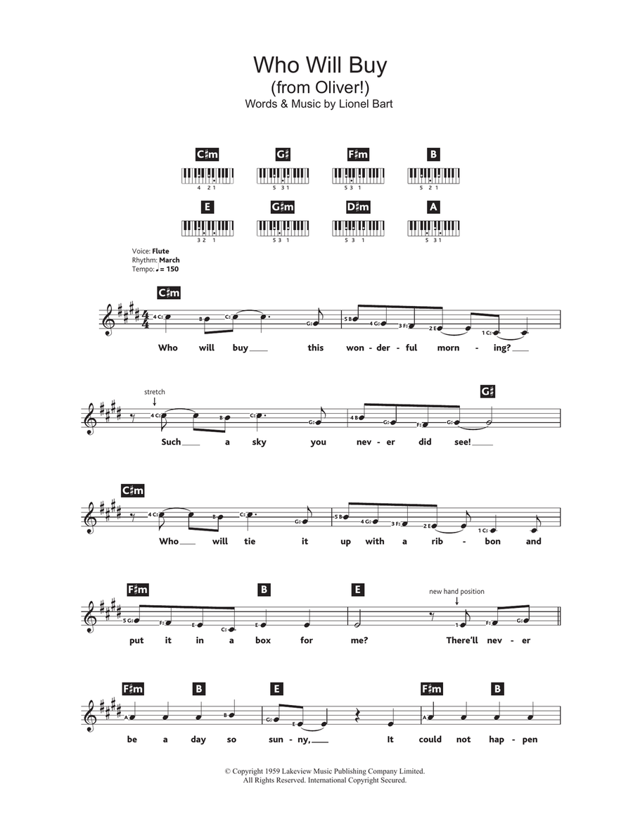 Who Will Buy (from Oliver!) Piano Solo scores gallery preview page 1