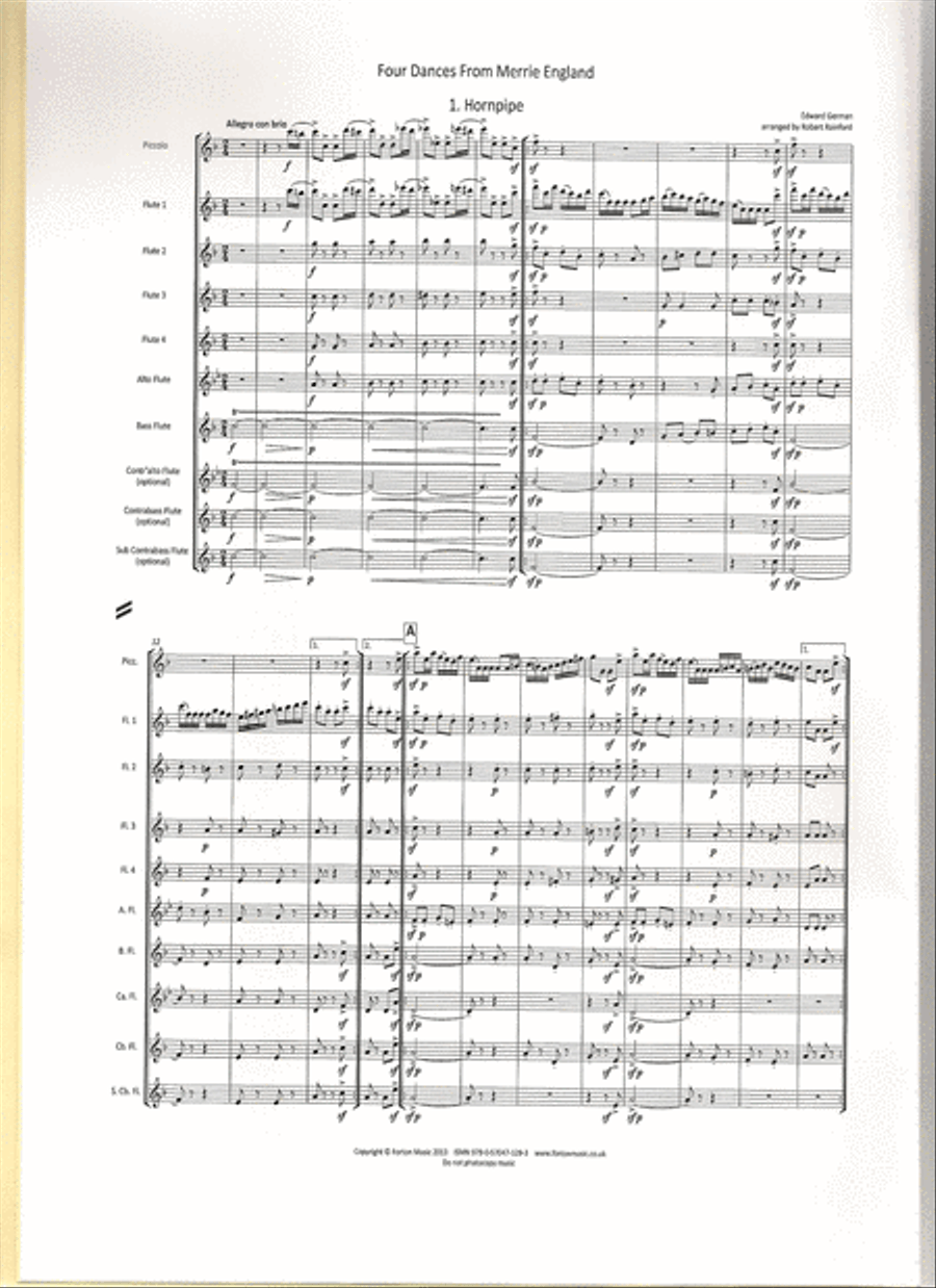 Four Dances from Merrie England Flute Quartet scores gallery preview page 2