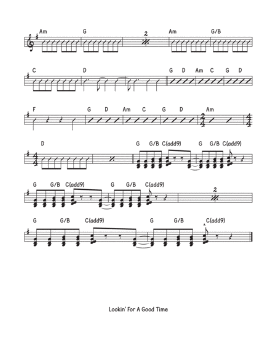 Lookin' For A Good Time Lookin' For A Good Time Piano, Vocal, Guitar scores gallery preview page 2
