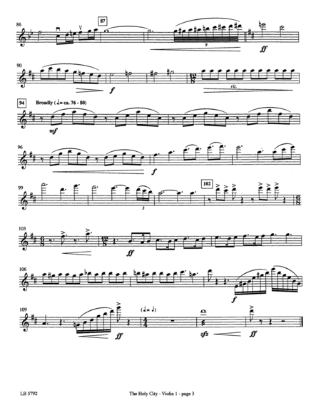 The Holy City (arr. Mark Hayes) - Violin 1