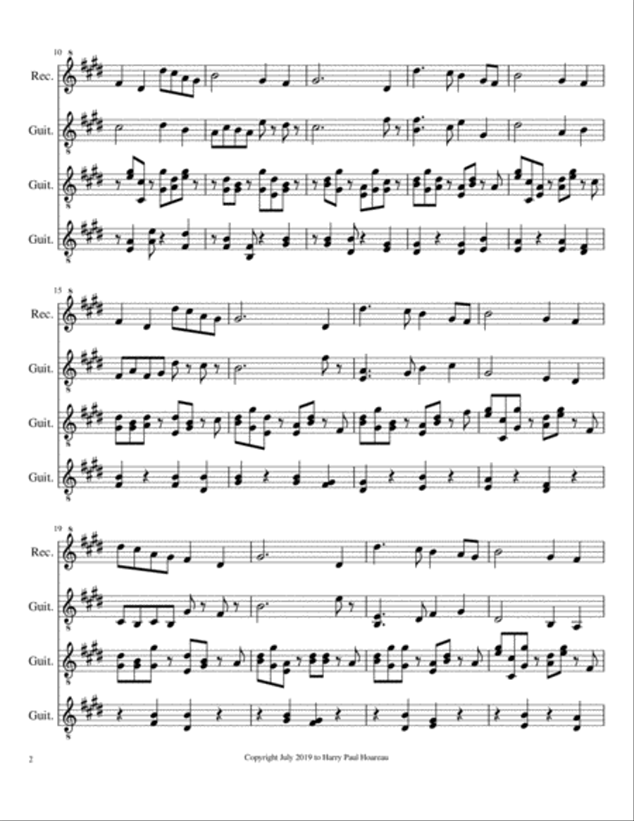 Presence 18p 3 Guitars,1 Recorder Small Ensemble scores gallery preview page 2
