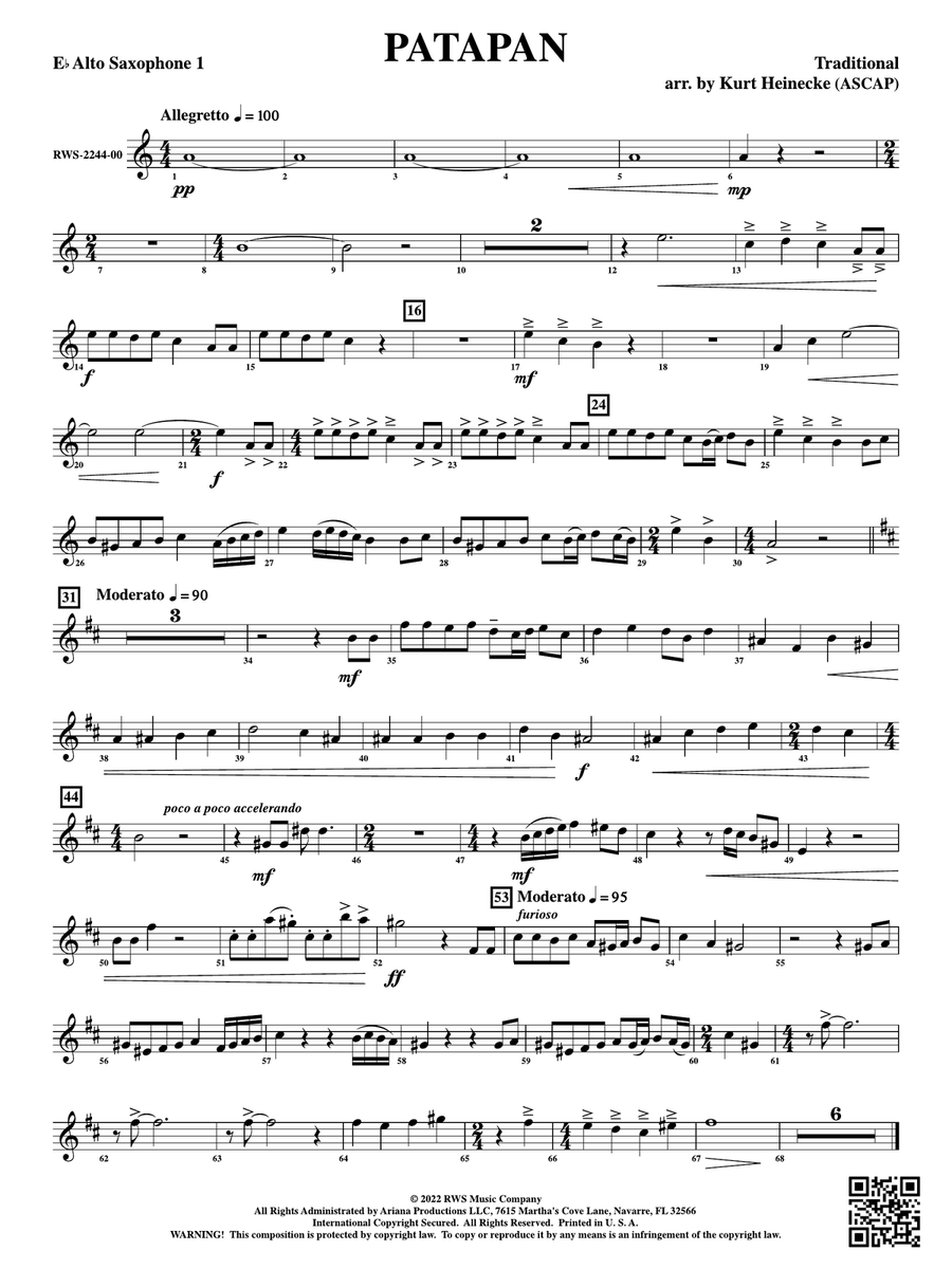Patapan: 1st E-flat Alto Saxophone