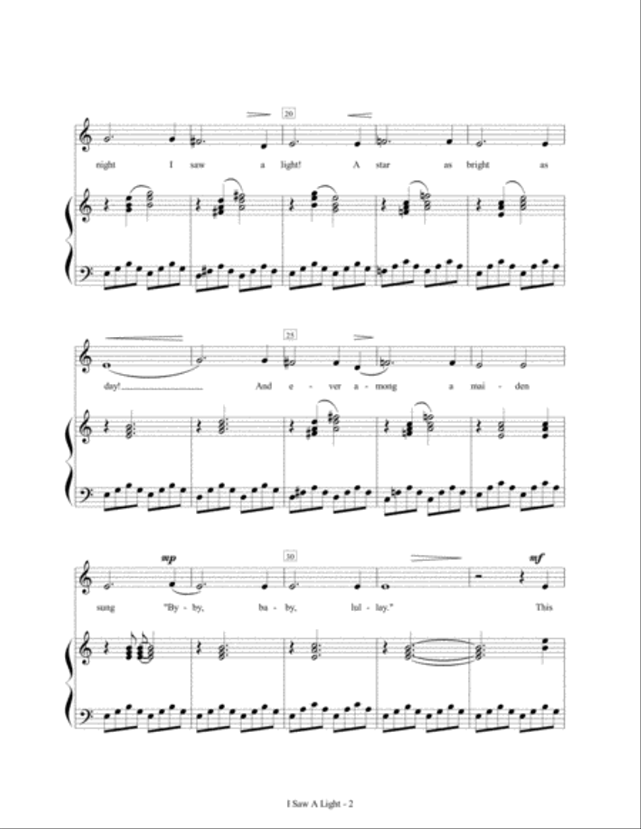 I Saw a Light (A Christmas Carol), Op. 31, For Alto Voice and Piano : by James V. Signorile Alto Voice scores gallery preview page 3