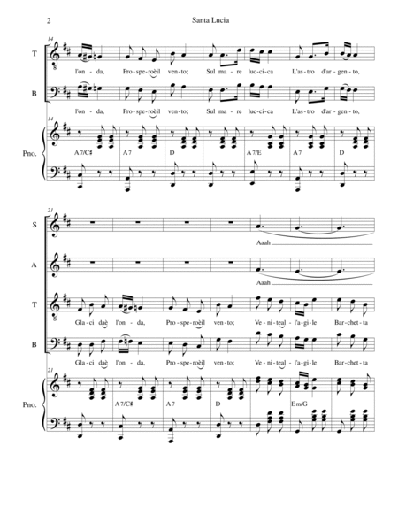 Santa Lucia (for SATB) image number null