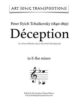 Book cover for TCHAIKOVSKY: Déception, Op. 65 no. 2 (transposed to E-flat minor)