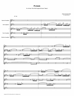 Prelude 16 from Well-Tempered Clavier, Book 2 (Saxophone Quintet)