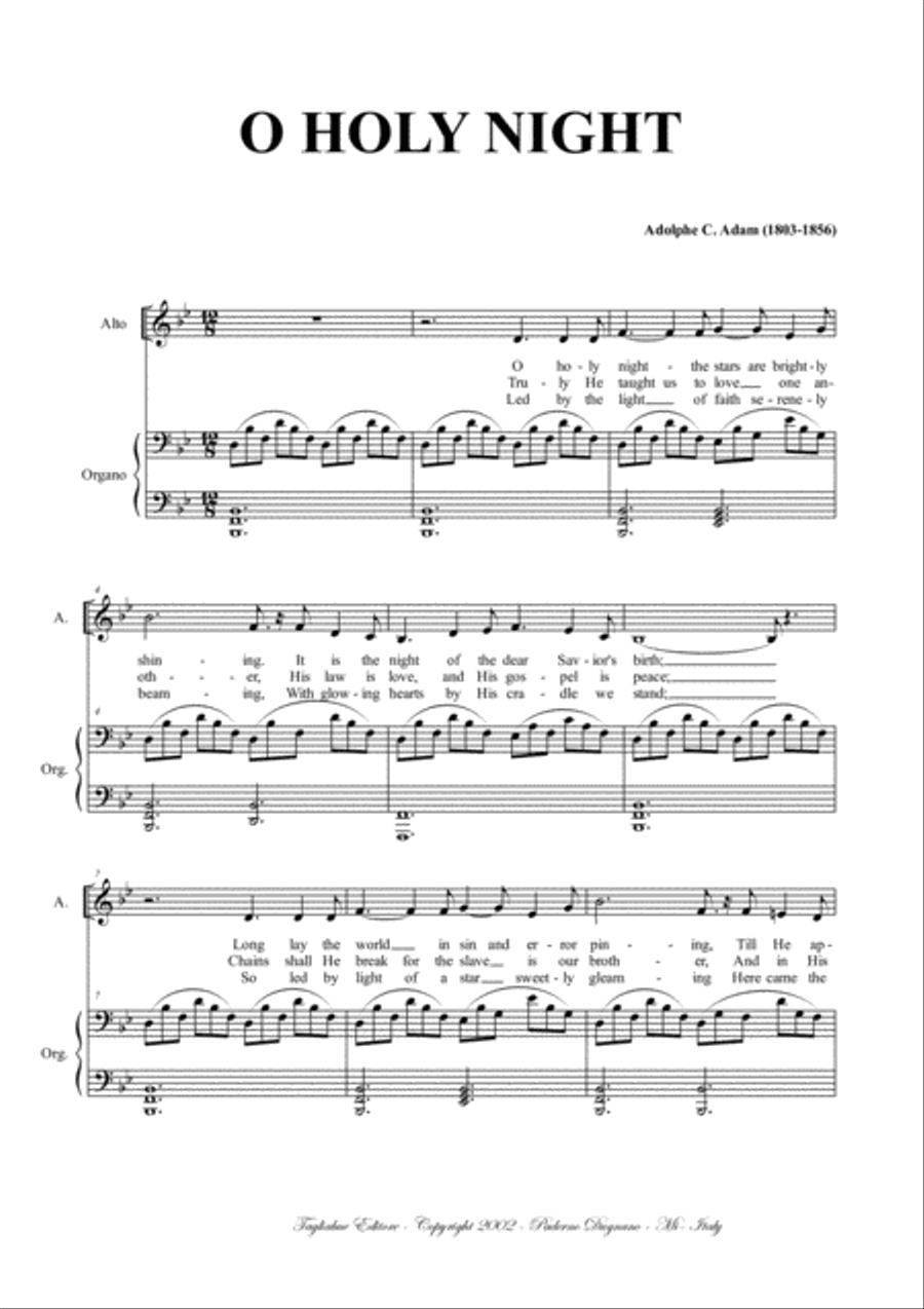 O HOLY NIGHT - Adam - For Alto (or Bariton) and Piano - In Bb Medium Voice scores gallery preview page 2