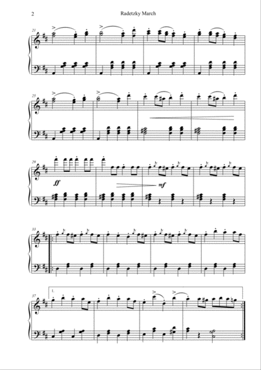 Radetzky March Piano Solo scores gallery preview page 2