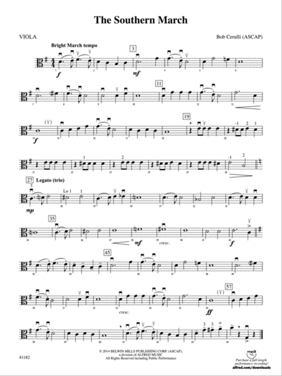 The Southern March: Viola String Orchestra scores gallery preview page 1