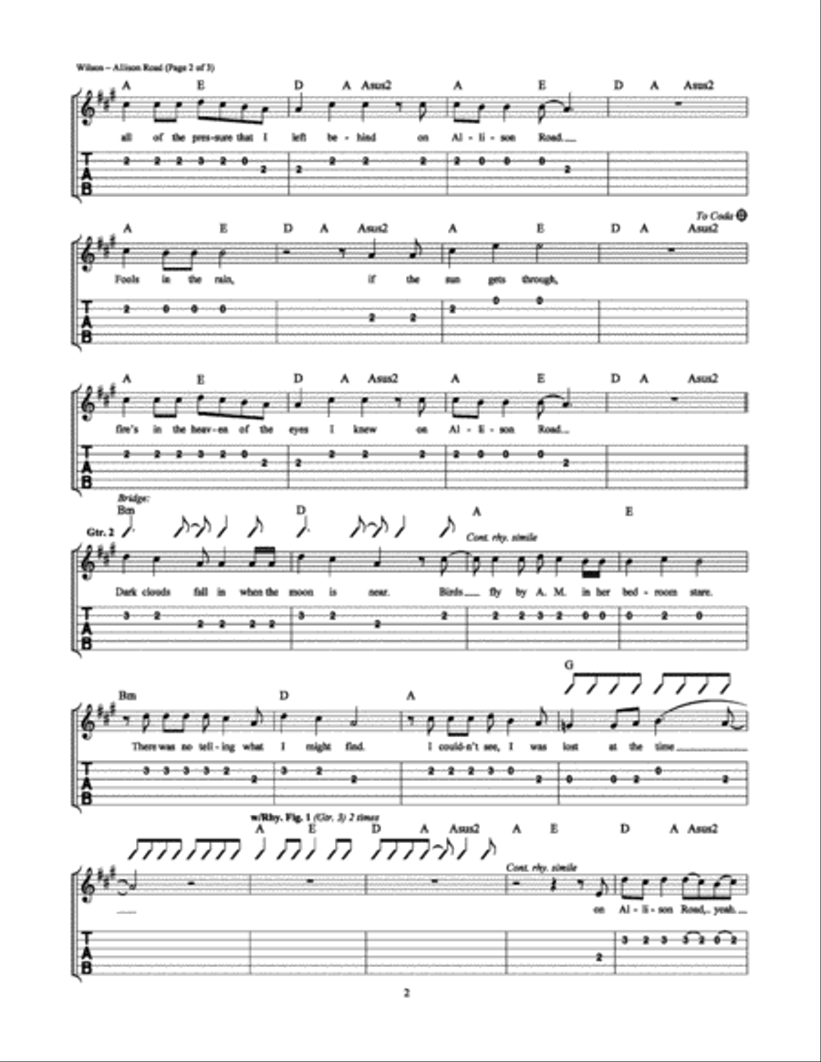 Allison Road Easy Guitar scores gallery preview page 2