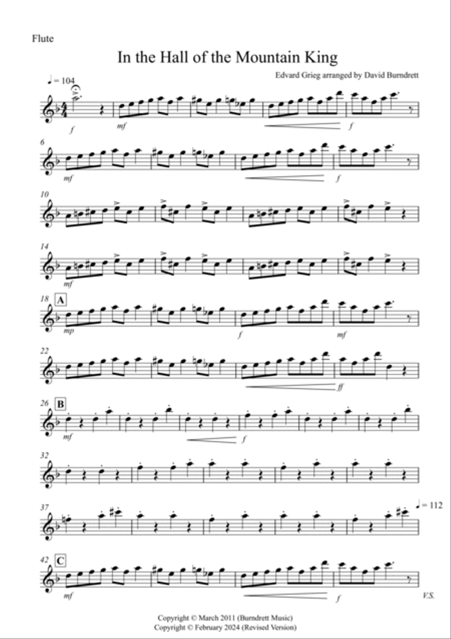 In the Hall of the Mountain King for Flute and Violin Duet Flute scores gallery preview page 5
